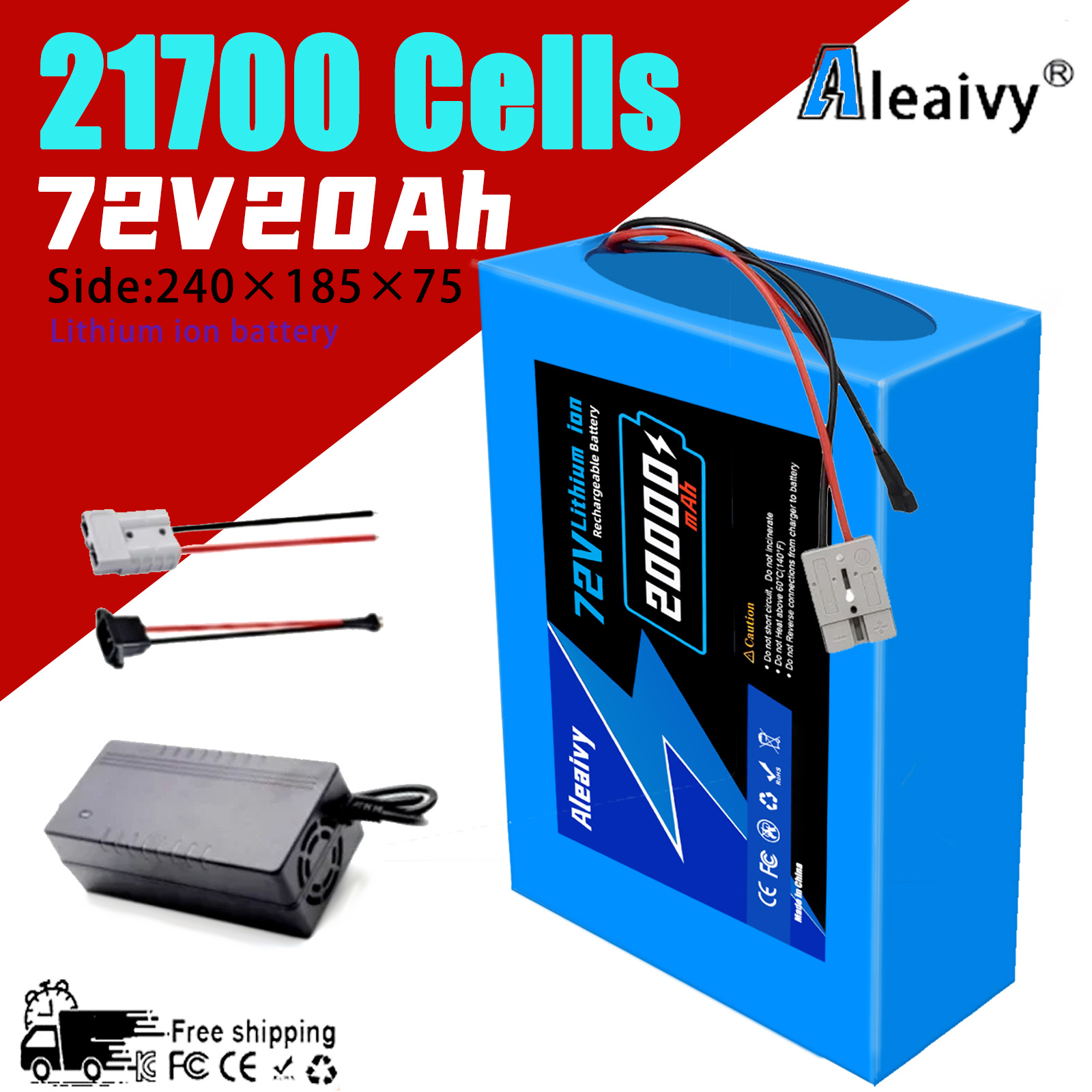 60V 30Ah Electric Scooter Battery - Batteria al litio per bici Aleaviy